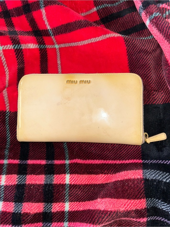 Miu Miu Handbags - Miu Miu Pale Creme Patent leather Zip-Around Wallet with Gold Logo